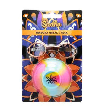 Kit Tesoura de Metal + Cuia Sadhu de frente