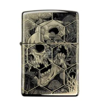 Isqueiro Zippo Trippy Skull Design 46425 de frente tabacaria da mata