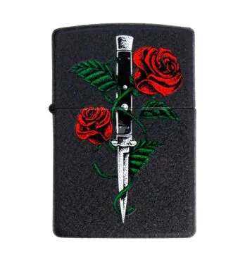 Isqueiro Zippo Rose Dagger Tattoo Design 49778 de frente tabacaria da mata