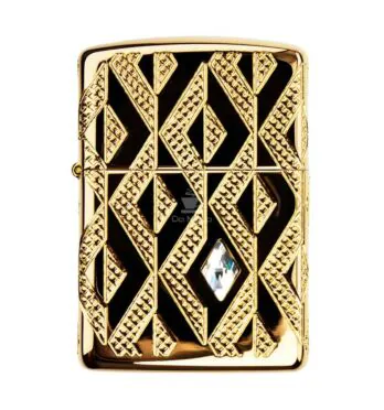 Isqueiro Zippo Geometric Diamond Pattern Design 49702 de frente tabacaria da mata