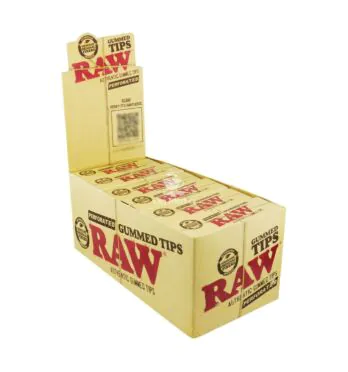 Caixa de Piteira Raw Gummed Tips Perforated de lado tabacaria da mata