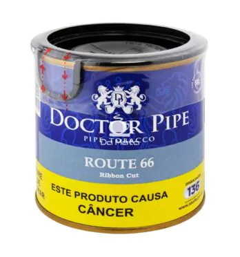Lata de Doctor Pipe Route 66 50g de frente tabacaria da mata