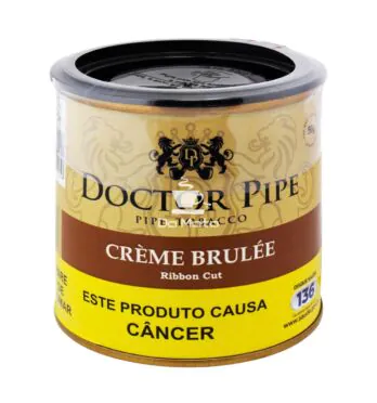 Lata de Doctor Pipe Crème Brulée 50g de frente tabacaria da mata