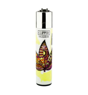  Isqueiro Clipper Trippy Leaves de frente tabacaria da mata 