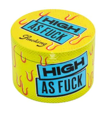 Dichavador de Metal Smoking High as Fuck XL 4 partes. de frente tabacaria da mata 