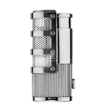 Maçarico Premium de Metal Hit Grid Silver de frente tabacaria da mata