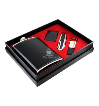 Kit de Cantil Metal 267ml C/4 Peças Preto de lado tabacaria da mata