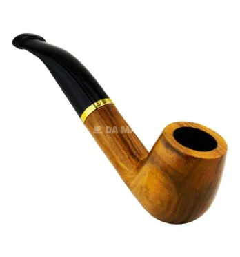 Cachimbo Elite Dourado Curvo Piteira Chifre de frente tabacaria da mata