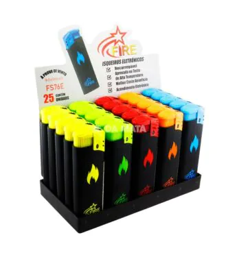 Caixa de Isqueiro Maçarico Firestar Wind-Proof C/25un de lado tabacaria da mata