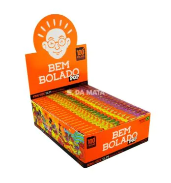 Caixa de Seda Bem Bolado Pop King Size Slim 100 Folhas de lado tabacaria da mata