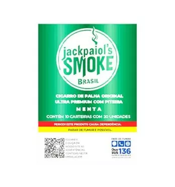 Caixa de Palheiro Jack Paiol's Menta c/ Piteira de frente tabacaria da mata