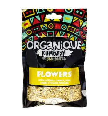 Organique Chá Kumbayá Flowers 25g de frente tabacaria da mata