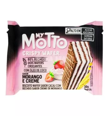 Biscoito Motto Waffer Strawberries & Cream 30g